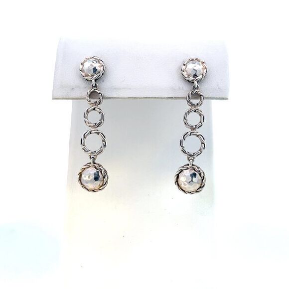 John Hardy Estate Woven Cable Dangle Earrings Sterling Silver JH91 - Picture 1 of 6